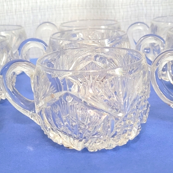 ❤VINTAGE AMERICAN BRILLIANT CUT CRYSTAL CUP SET 12 PIECES - Picture 1 of 7